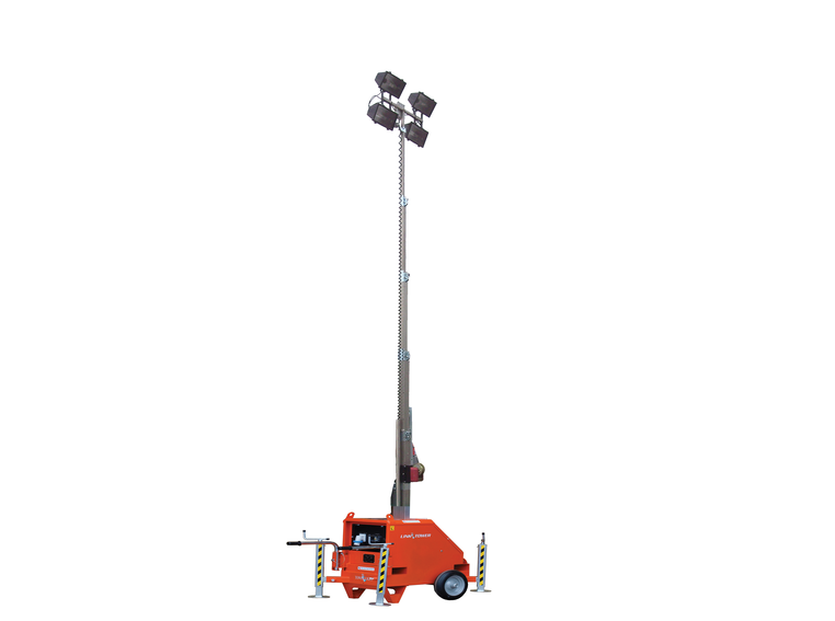 compacte lichtmast tot 7 meter incl. 4 lampen 230 volt met stempels
