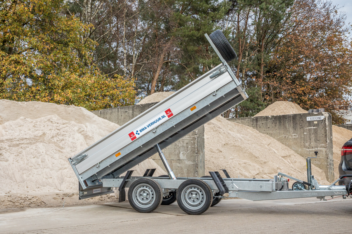 dubbel assige kiep aanhangwagen 280 x 160 cm tot 2700 kg