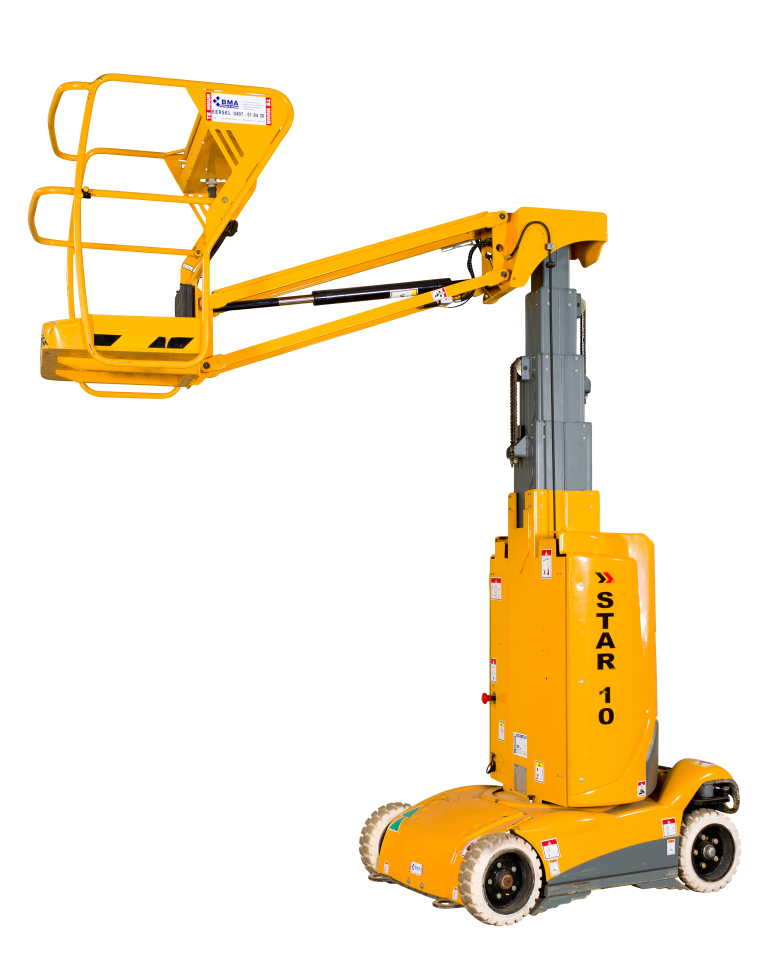 12 meter werkhoogte met telescoop arm 5,5 meter 120 cm breed op accu